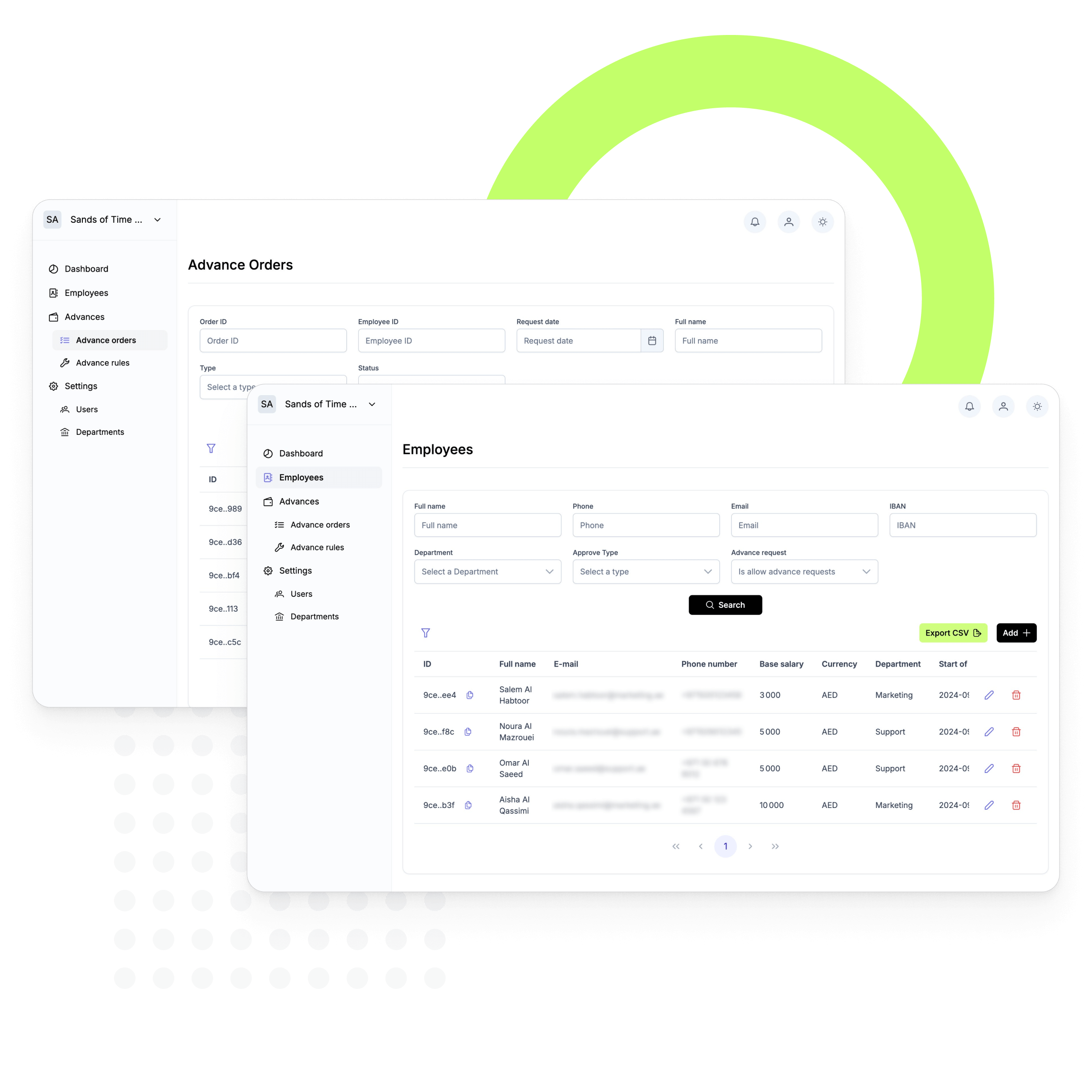 Dashboard interface